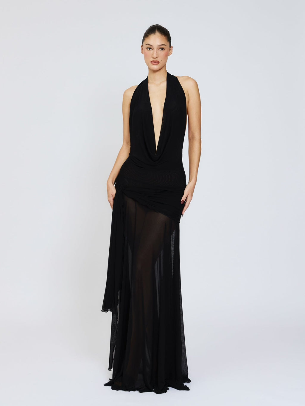 knee length dresses for ladies Women's White Mesh Maxi Dress main image 0