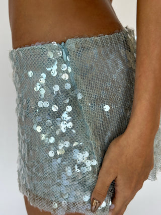 Belle Mini Skirt - Blue Sequined