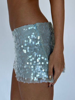 Belle Mini Skirt - Blue Sequined