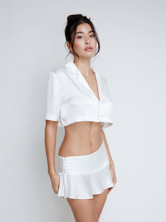 Anne Short Sleeve Top - White
