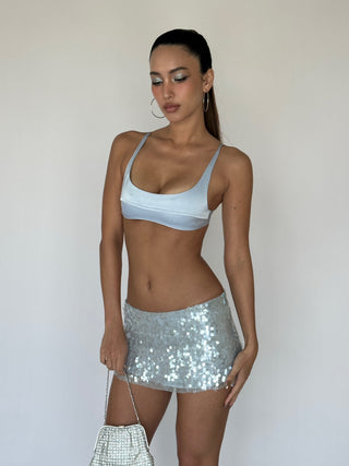 Belle Mini Skirt - Blue Sequined