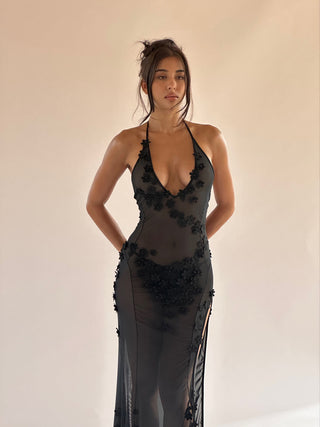 Marcia Halter Maxi Dress - Black