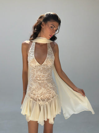 Cherie Anais Mini Dress - Ivory