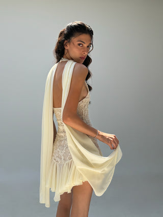 Cherie Anais Mini Dress - Ivory