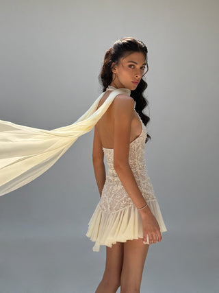 Cherie Anais Mini Dress - Ivory