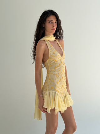 Cherie Anais Mini Dress - Yellow