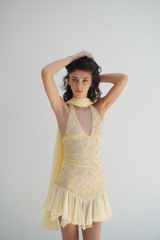 Cherie Anais Mini Dress - Yellow