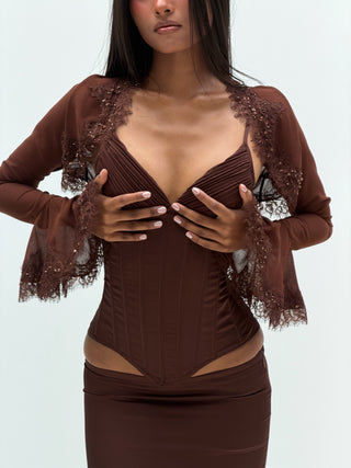 Cherie Apparel & Accessories Brown Long Sleeve Shawl