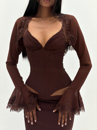 Cherie Apparel & Accessories FS Brown Long Sleeve Shawl