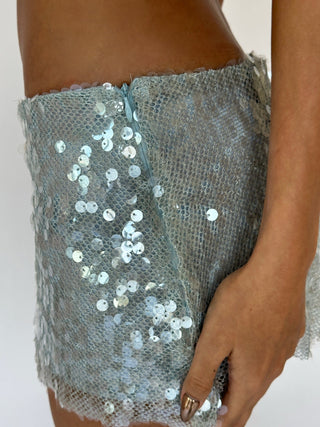 Cherie Belle Mini Skirt - Blue Sequined