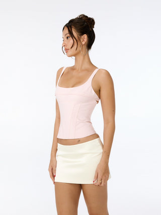 Cherie Belle Mini Skirt - Ivory Satin