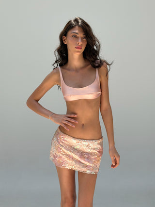 Cherie Belle Mini Skirt - Pink Sequined
