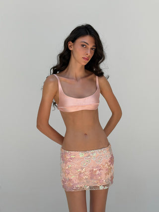 Cherie Belle Mini Skirt - Pink Sequined