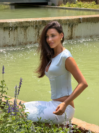 Cherie Bianca Button Up Top Blue