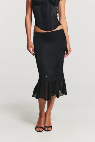 Cherie Bottoms Camille Midi Skirt Black