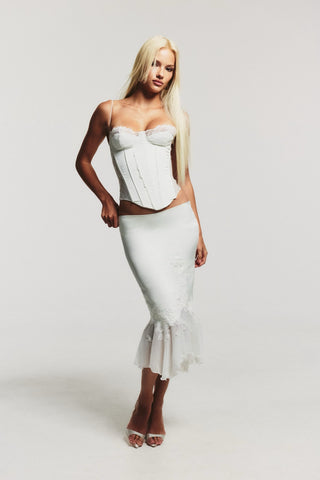 Cherie Bottoms Camille Midi Skirt White