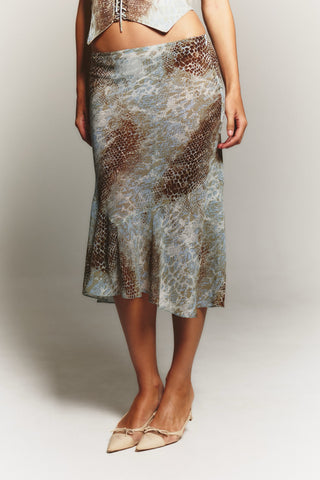 Cherie Bottoms Snakeskin Midi Skirt