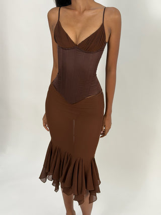 Cherie Bottoms XS Sample Ellie Midi Skirt Brown*