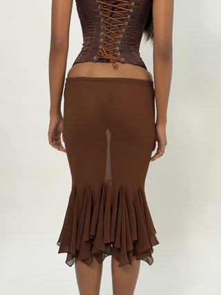 Cherie Bottoms XS Sample Ellie Midi Skirt Brown