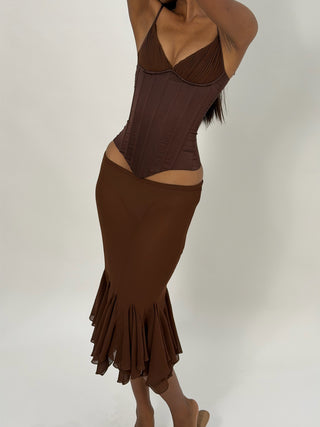 Cherie Bottoms XS Sample Ellie Midi Skirt Brown