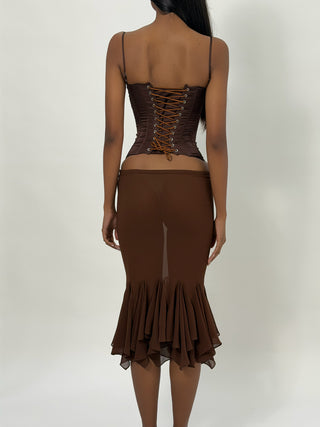 Cherie Bottoms XS Sample Ellie Midi Skirt Brown