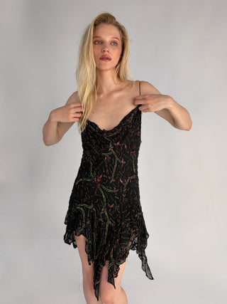 Cherie DRESS FS Black Beaded Mini Dress