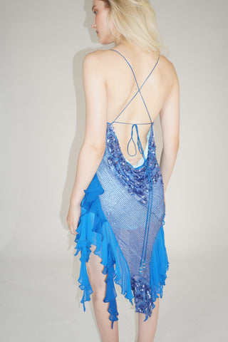 Cherie DRESS FS Blue Embroidery Mini Dress