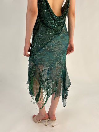 Cherie DRESS FS Emerald Sequin Midi Dress