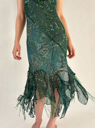 Cherie DRESS FS Emerald Sequin Midi Dress