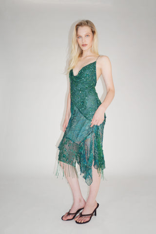 Cherie DRESS FS Emerald Sequin Midi Dress
