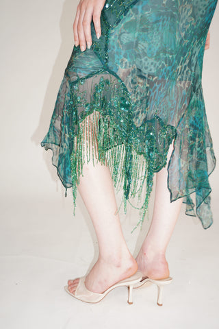 Cherie DRESS FS Emerald Sequin Midi Dress