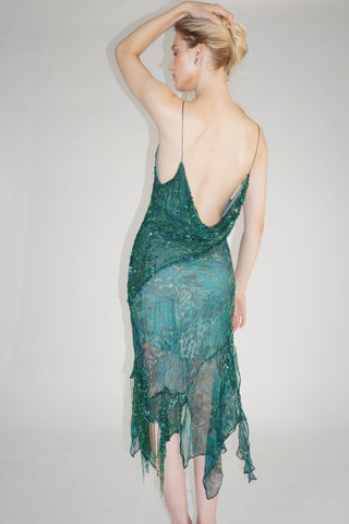 Cherie DRESS FS Emerald Sequin Midi Dress