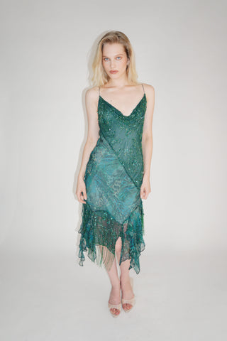Cherie DRESS FS Emerald Sequin Midi Dress