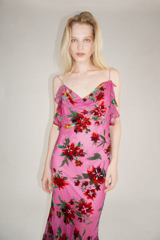 Cherie DRESS FS Pink Floral Maxi Dress
