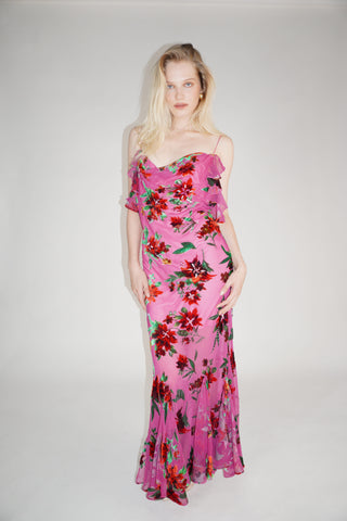 Cherie DRESS FS Pink Floral Maxi Dress