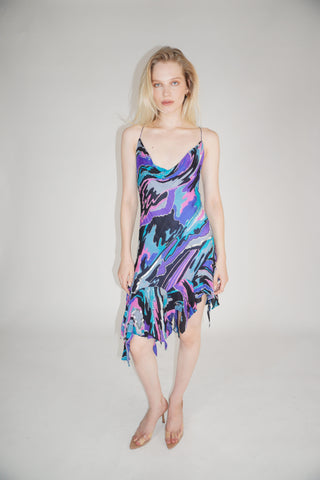 Cherie DRESS FS Printed Multicolor Chiffon Midi Dress