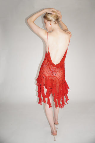 Cherie DRESS FS Red Embroidery Mini Dress