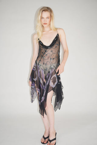 Cherie DRESS FS Sheer Black Embroidery Mini Dress