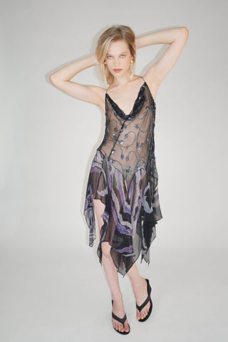 Cherie DRESS FS Sheer Black Embroidery Mini Dress