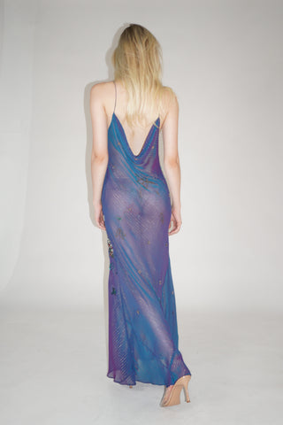 Cherie DRESS FS Sheer Purple Maxi Dress