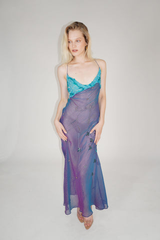 Cherie DRESS FS Sheer Purple Maxi Dress