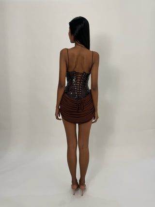 Cherie DRESS XS Sample Gloria Mini Dress Brown