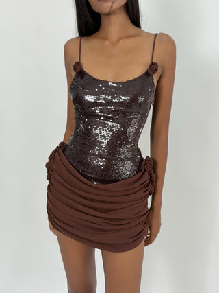 Cherie DRESS XS Sample Gloria Mini Dress Brown