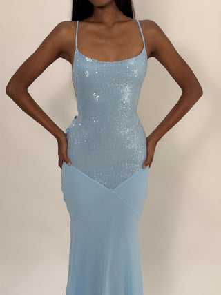 Cherie DRESS XS Sample Maxi Dress Blue