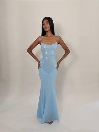 Cherie DRESS XS Sample Maxi Dress Blue