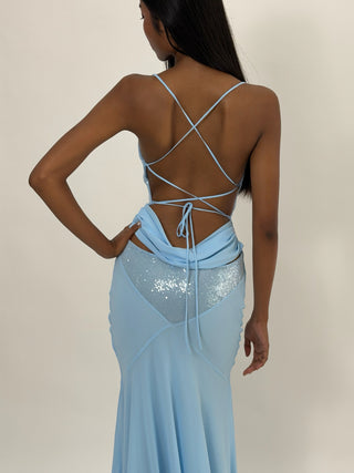 Cherie DRESS XS Sample Maxi Dress Blue