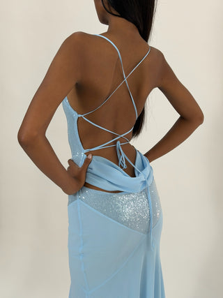 Cherie DRESS XS Sample Maxi Dress Blue