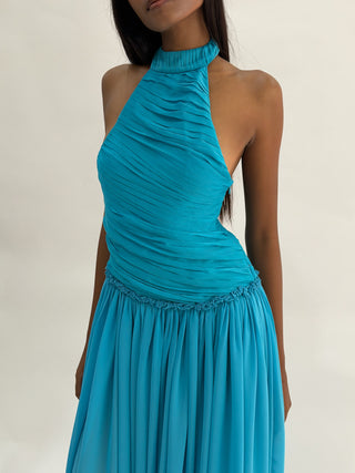 Cherie DRESS XS Sample Maxi Dress Blue