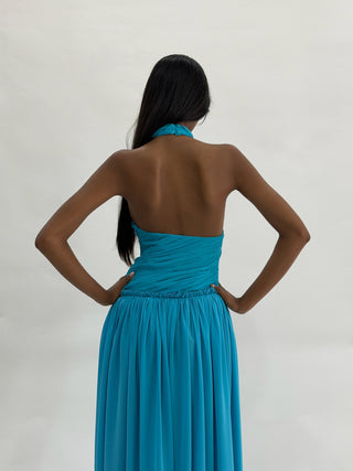 Cherie DRESS XS Sample Maxi Dress Blue