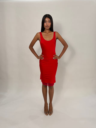 Cherie DRESS XS Sample Midi Dress Red